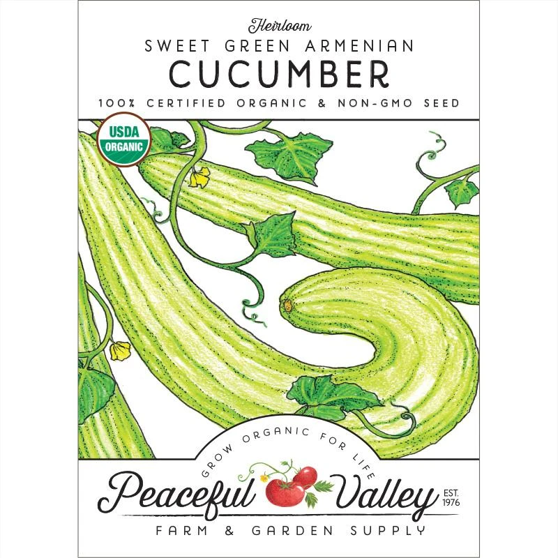 Sweet Green Armenian Cucumber Seeds (Organic) 1 Sweet Green Armenian Cucumber Seeds (Organic)