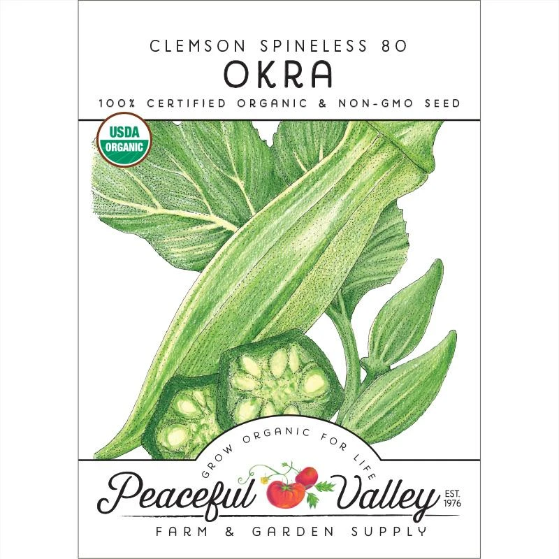 Clemson Spineless 80 Okra Seeds (Organic) 1 Clemson Spineless 80 Okra Seeds (Organic)