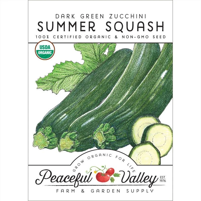 Dark Green Zucchini Summer Squash Seeds (Organic) 1 Dark Green Zucchini Summer Squash Seeds (Organic)