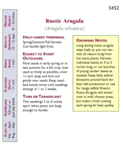 Renee's Garden Arugula Rustic (Heirloom) -Flourish Seeds snv4054 pb