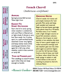 Renee's Garden Chervil French (Heirloom) -Flourish Seeds snv4091 pb