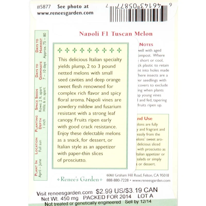 Renee's Garden Melon Tuscan Napoli 2 Renee's Garden Melon Tuscan Napoli - Image 2
