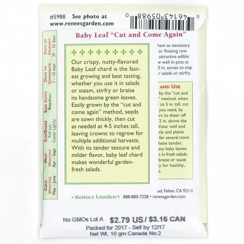 Renee's Garden Chard Tender Baby Leaf 2 Renee's Garden Chard Tender Baby Leaf - Image 2